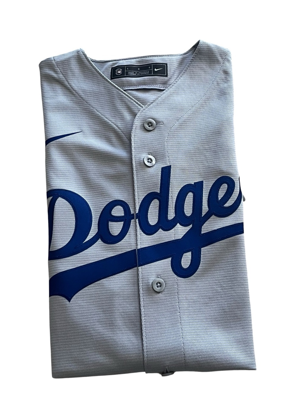 Nike Gray and Blue Dodgers Button-Up Jersey